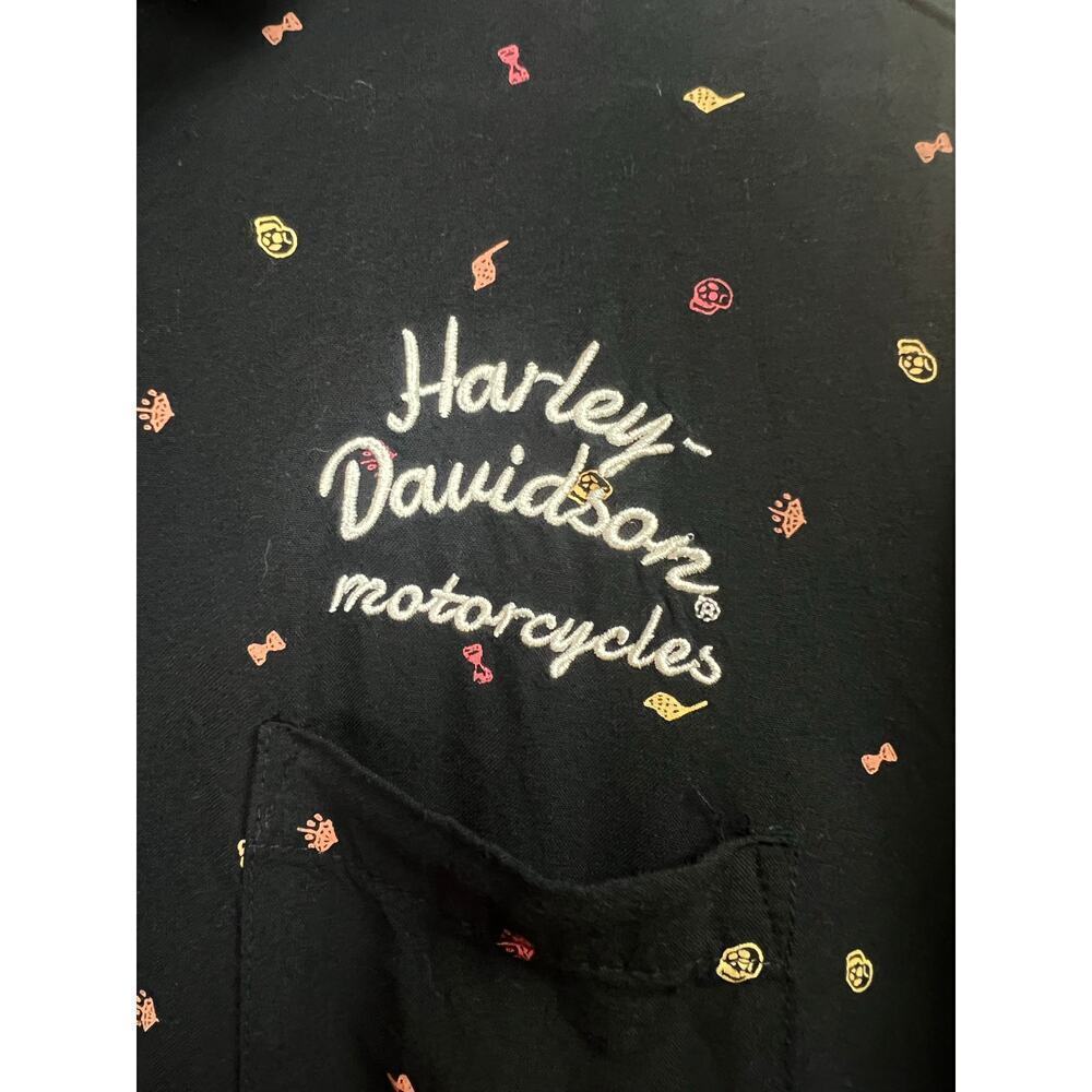 Harley Davidson Women's Short Sleeve Button Up Shirt Medium - Picture 4 of 10